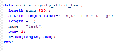 SAS code or log evidence for Ambiguous SAS code